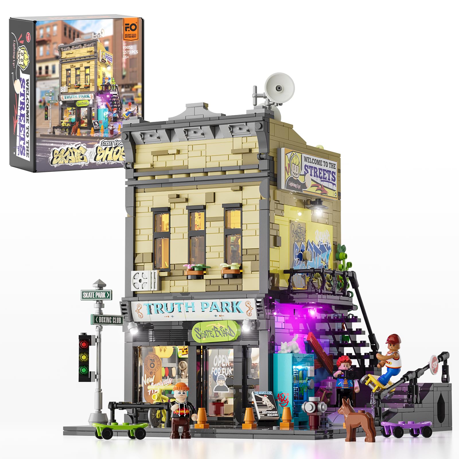 Amazon.com: FUNWHOLE Skate Shop Lighting Building Bricks Set